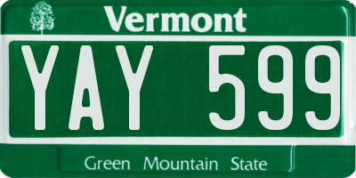 VT license plate YAY599