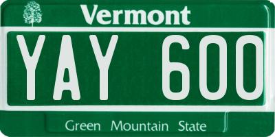 VT license plate YAY600