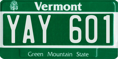 VT license plate YAY601