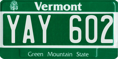 VT license plate YAY602