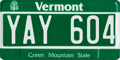 VT license plate YAY604