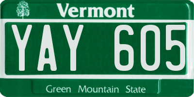 VT license plate YAY605