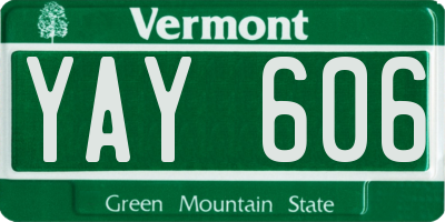 VT license plate YAY606