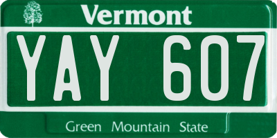 VT license plate YAY607
