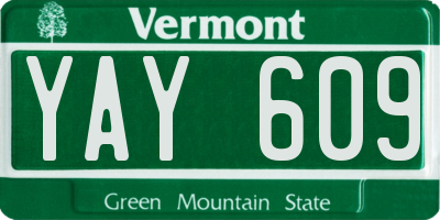 VT license plate YAY609