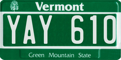 VT license plate YAY610
