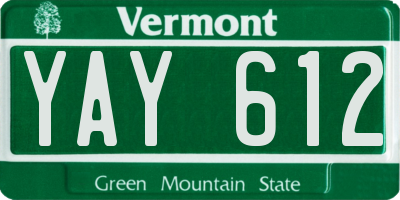 VT license plate YAY612