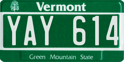 VT license plate YAY614