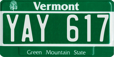 VT license plate YAY617