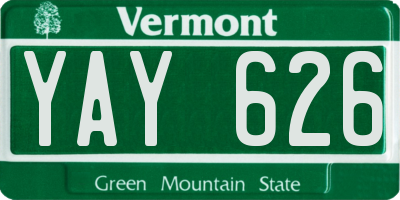 VT license plate YAY626