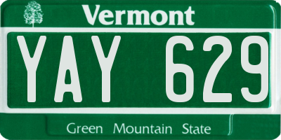 VT license plate YAY629