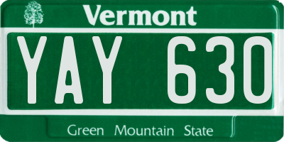 VT license plate YAY630