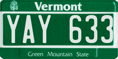 VT license plate YAY633