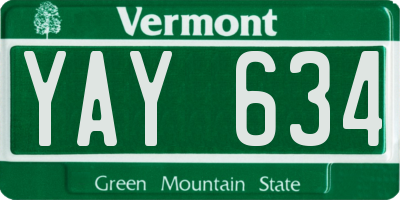 VT license plate YAY634