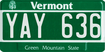 VT license plate YAY636