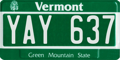 VT license plate YAY637