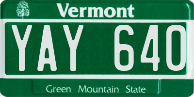 VT license plate YAY640