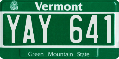 VT license plate YAY641