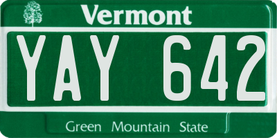 VT license plate YAY642