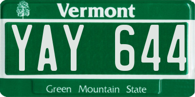 VT license plate YAY644
