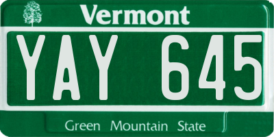 VT license plate YAY645