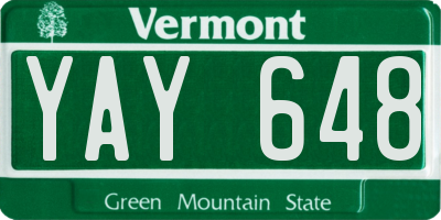 VT license plate YAY648