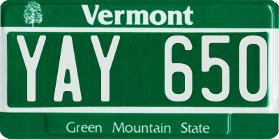 VT license plate YAY650