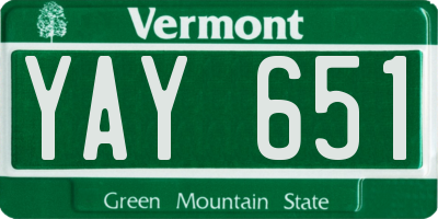 VT license plate YAY651
