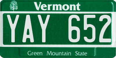 VT license plate YAY652