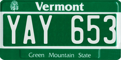 VT license plate YAY653