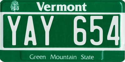 VT license plate YAY654