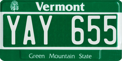 VT license plate YAY655