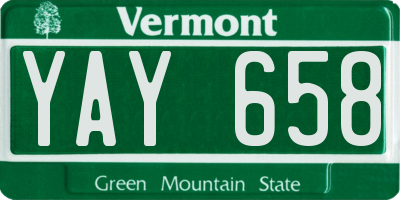 VT license plate YAY658