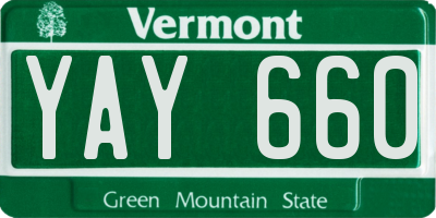 VT license plate YAY660
