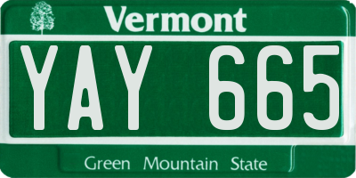 VT license plate YAY665