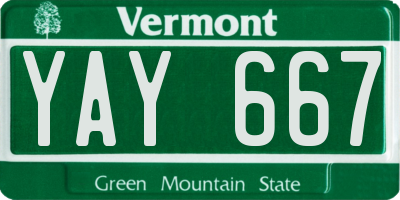 VT license plate YAY667