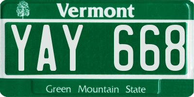 VT license plate YAY668