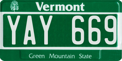 VT license plate YAY669