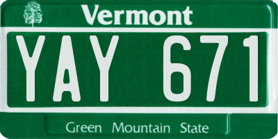 VT license plate YAY671