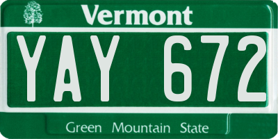 VT license plate YAY672