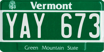 VT license plate YAY673