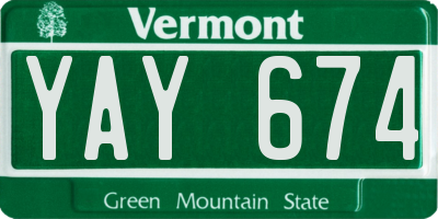 VT license plate YAY674