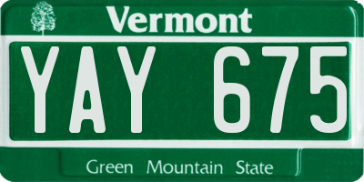 VT license plate YAY675