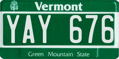 VT license plate YAY676