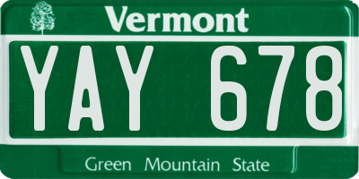 VT license plate YAY678