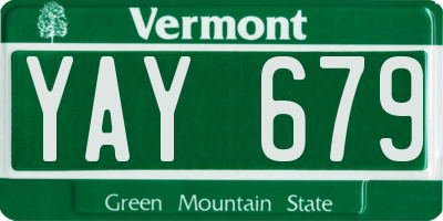 VT license plate YAY679