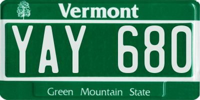 VT license plate YAY680