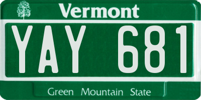 VT license plate YAY681
