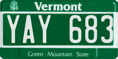 VT license plate YAY683