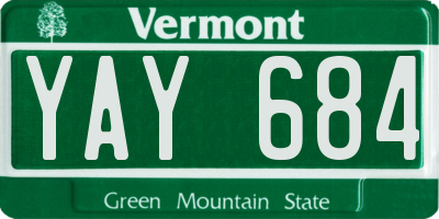 VT license plate YAY684